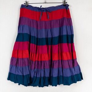 Vintage PHOOL Midi Skirt Womens Large Multicolor Stripe Boho Hippie Peasant